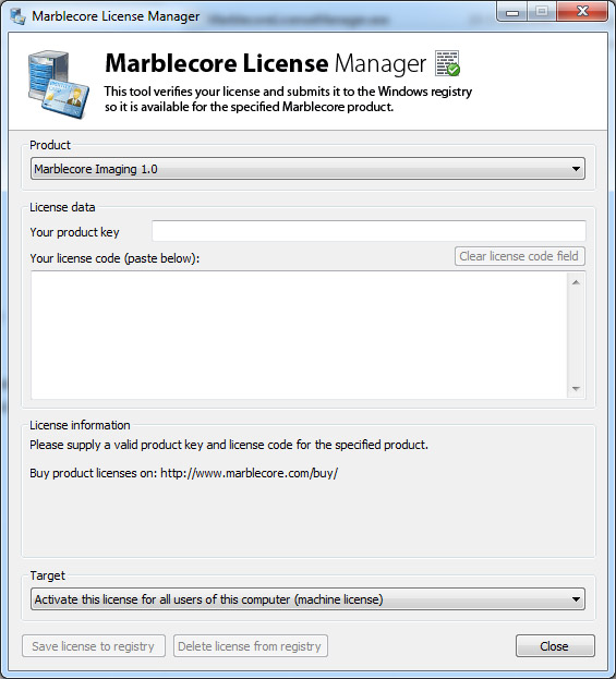 The Marblecore License Manager tool running smooth...